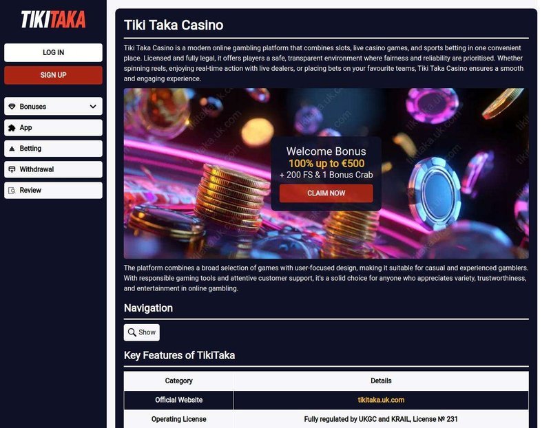 Image: Experience the Thrill of Tiki Taka Casino in the UK Today Image: Experience the Thrill of Tiki Taka Casino in the UK Today